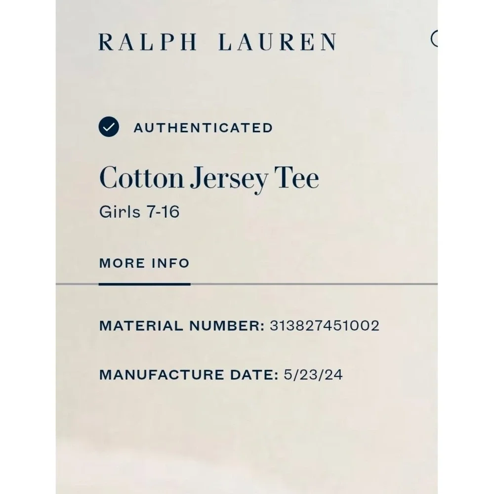 Ralph Lauren Girls Pink Cotton Jersey Tee Short Sleeve Pony Logo XL 16  New